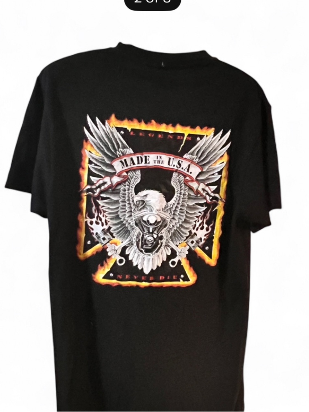 Classic Black T-Shirt with Red USA Chest Logo 
Sz Med